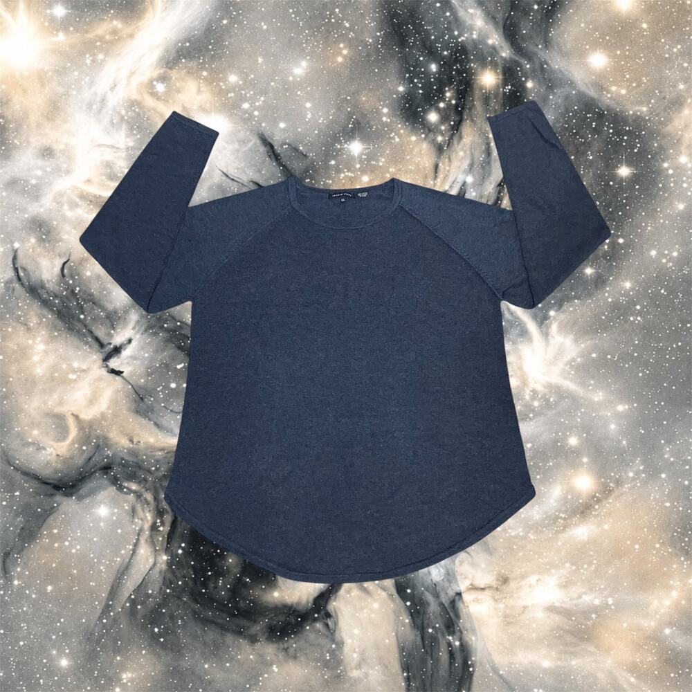 Jeanne Pierre Charcoal Grey 100% Cotton Raglan Knit Sweater Womens XL